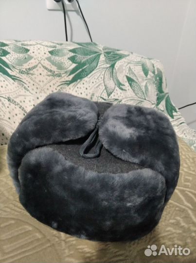 Шапка-ушанка офицерская, цигейковая