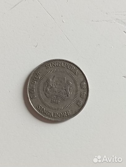 Монета 10 центов Сингапур, 1988