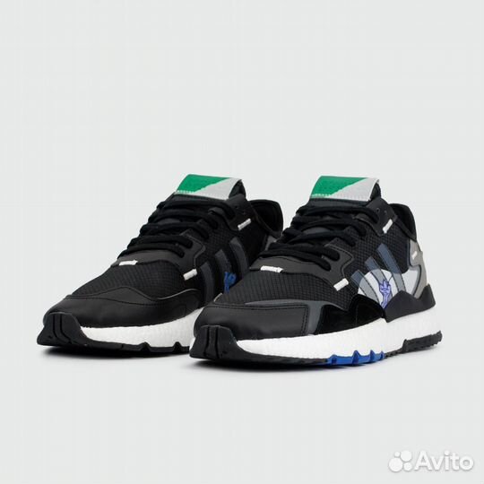 Кроссовки Adidas Nite Jogger Black Green/Grey Logo