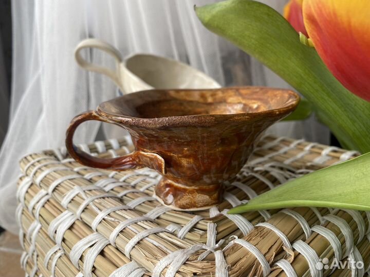 Кружка керамическая ручная лепка