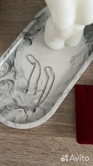 Серьги серебро длинные 925