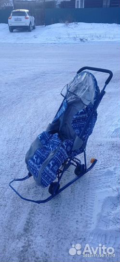 Детские санки коляска с колесами