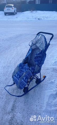 Детские санки коляска с колесами
