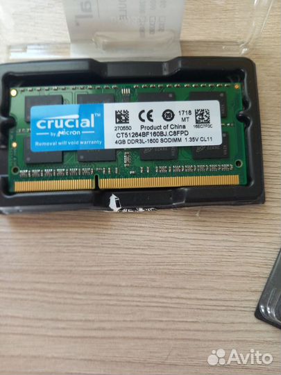 Оперативная память crucial 4gb ddr3l-1600 sodimm