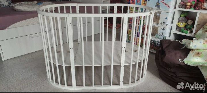 Детская кроватка трансформер с матрасом