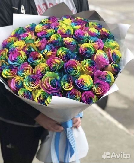 Радужные розы Букеты доставка