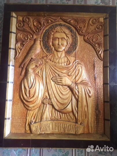 Икона дерево русная работа 90х70