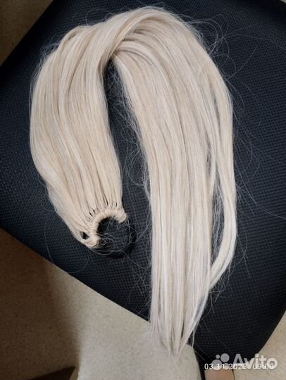 Волосы хвост на резинке блонд 70 см