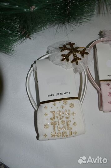 Колготки для девочек новогодние с ободком 4-5 лет