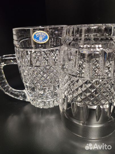 Кружки пивные Bohemia 90-х новые хрусталь 300мл