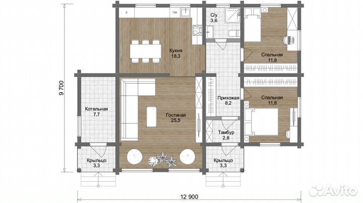 Проект дома из клееного бруса «Виктория»