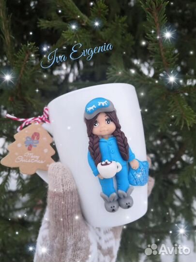 Кружка с декором из полимерной глины