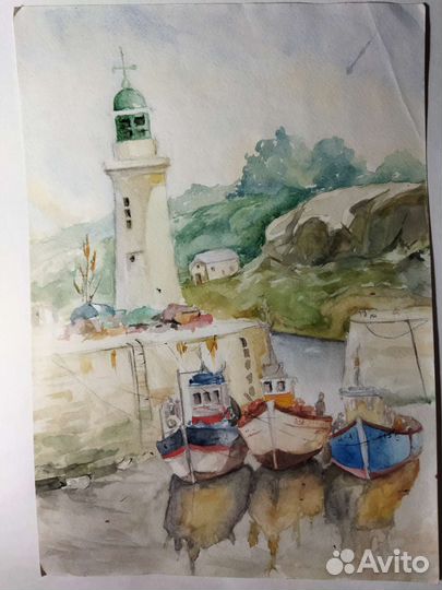 Картина акварель, бумага, ученическая