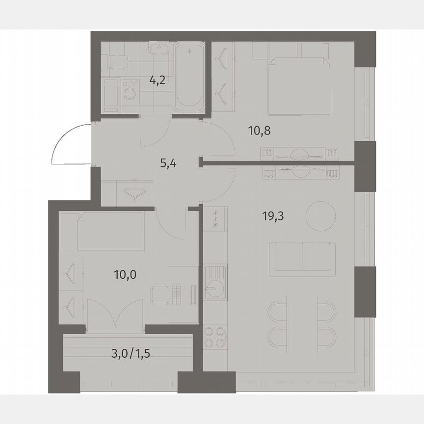 2-к. квартира, 51,4 м², 7/11 эт.