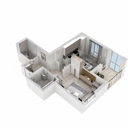 1-к. квартира, 43,5 м², 1/9 эт.