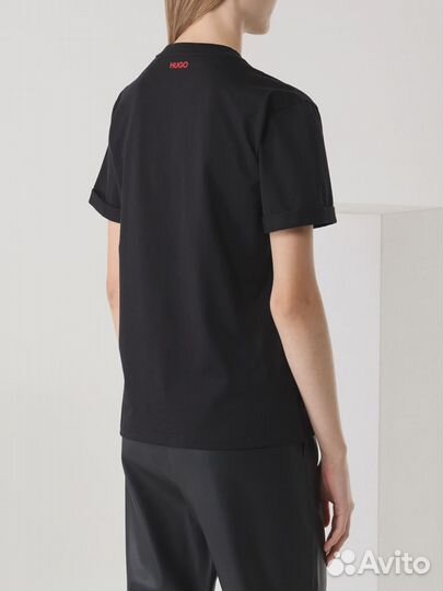 Футболка хлопковая с принтом hugo