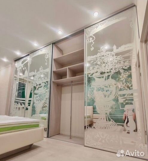 Шкаф купе на заказ с рисунком на зеркале