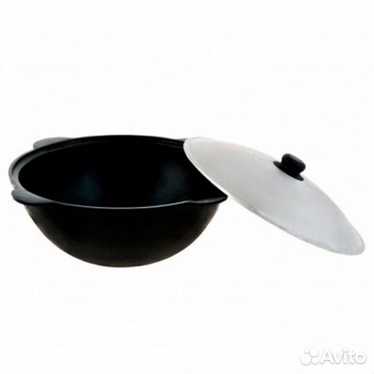 Узбекский казан чугунный с крышкой 22 л круглое д