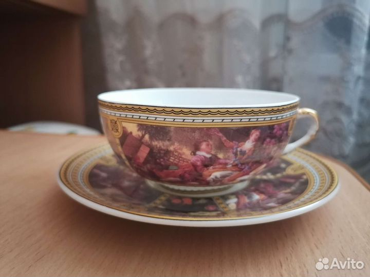 Новый чайный сервиз 6 персон, настоящий фарфор