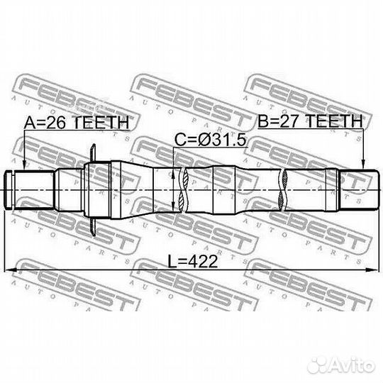Полуось правая 27x422x26 febest 1212-IX35MT5