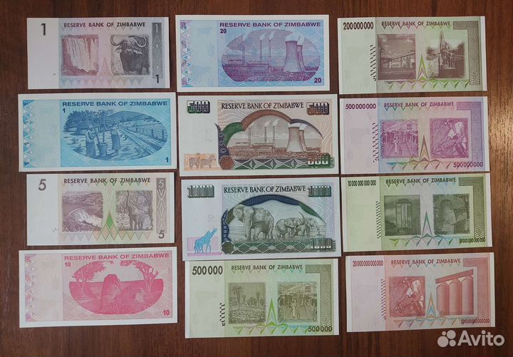 Банкноты Зимбабве,Индонезии,Гондураса,Сьерра-Леоне