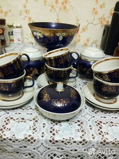 Сервиз чайный кобальт СССР