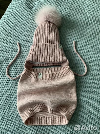 Комплект шапка, шарф зимние на 44-48