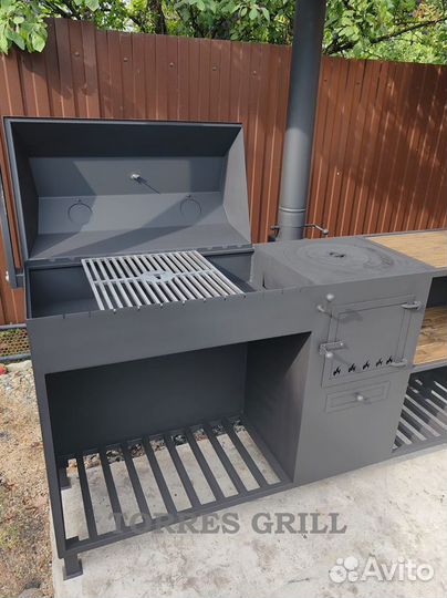 Мангал с печью под казан и крышей