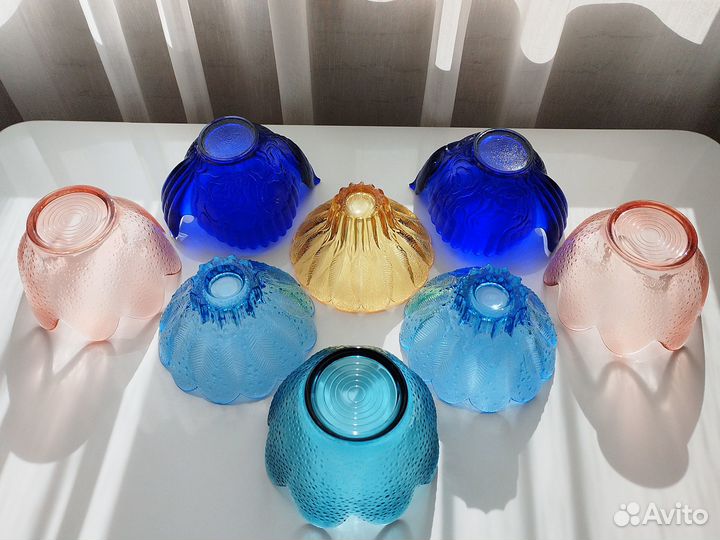 Вазы конфетницы. Цветное стекло СССР