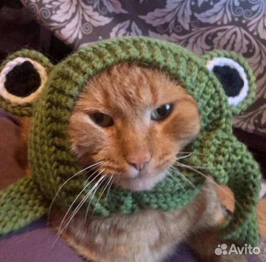 Шапка повязка лягушка