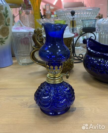 Лампа кобальт стекло, масленная