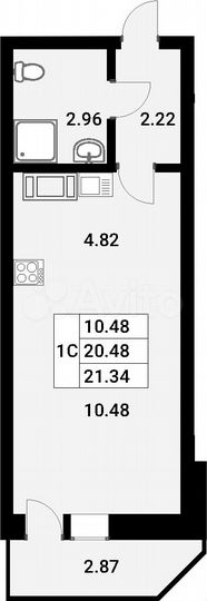 Квартира-студия, 22 м², 19/19 эт.