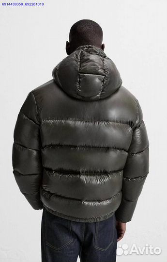 Пуховик Zara x Moncler Глянцевый Хаки (Арт.97401)