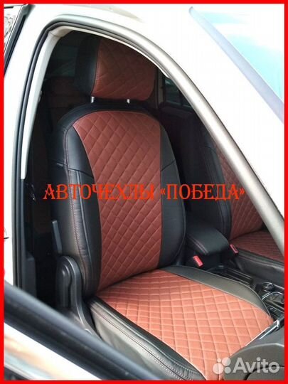 Чехлы Volkswagen Tiguan 1 из экокожи чёрно-коричне