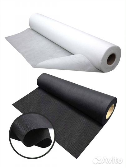 Спанбонд 60 белый / черный, отрез 10м, ширина 1,6м