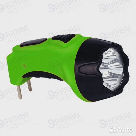 Фонарь 4 светодиода GFL104 зарядка от сети зеленый