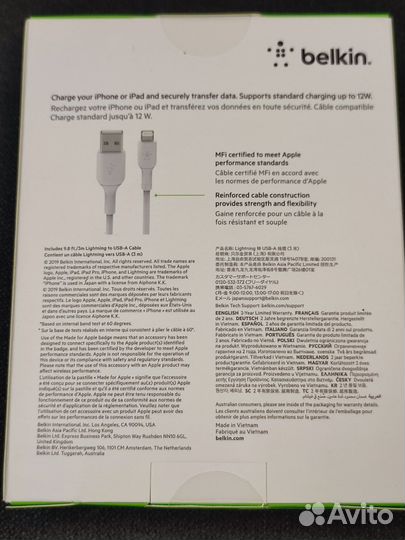 Кабель belkin usb-a lightning