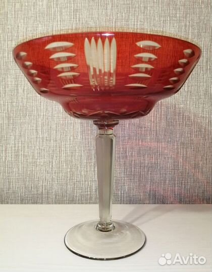 Шикарная большая ваза на ножке, хрусталь. СССР