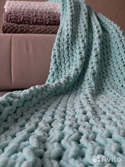 Плед крупной вязки