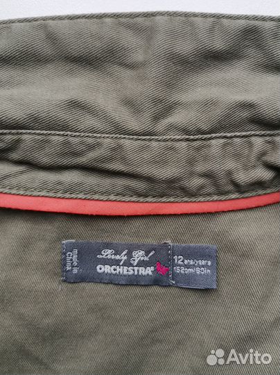 Стильная парка дев хаки с вышивкой Orchestra 12лет