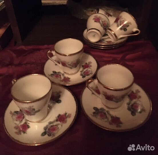 Кофейные чашки старинные тонкий фарфор