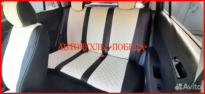 Чехлы Hyundai Creta 2 из экокожи чёрно-белые Ромб