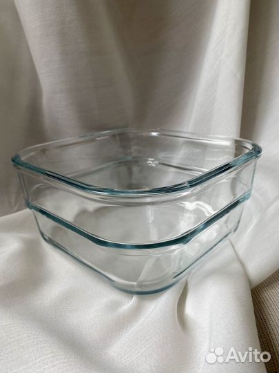 Салатник стеклянный квадратный и баночка IKEA