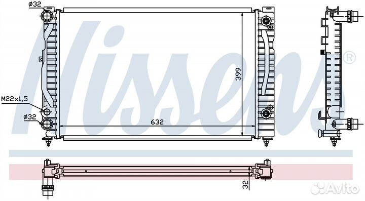Радиатор охлаждения двс skoda superb (2002) 1.8