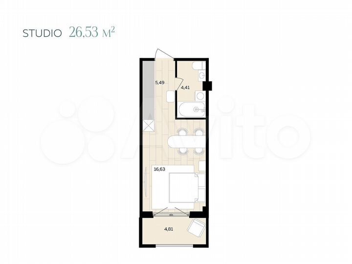 1-к. апартаменты, 31,7 м², 6/9 эт.