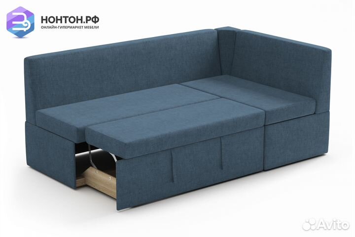 Кухонный угловой диван дельфин Орион голубой