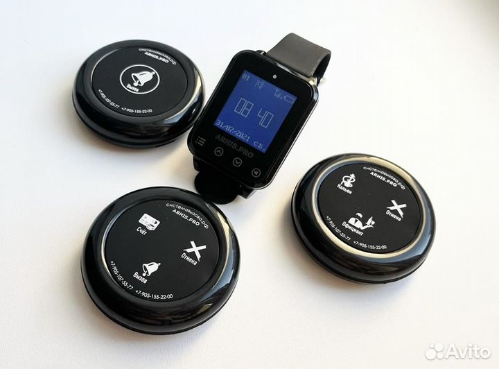 Беспроводная кнопка вызова официанта и часы