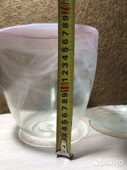 Горшок для цветов стекло с поддоном б/у