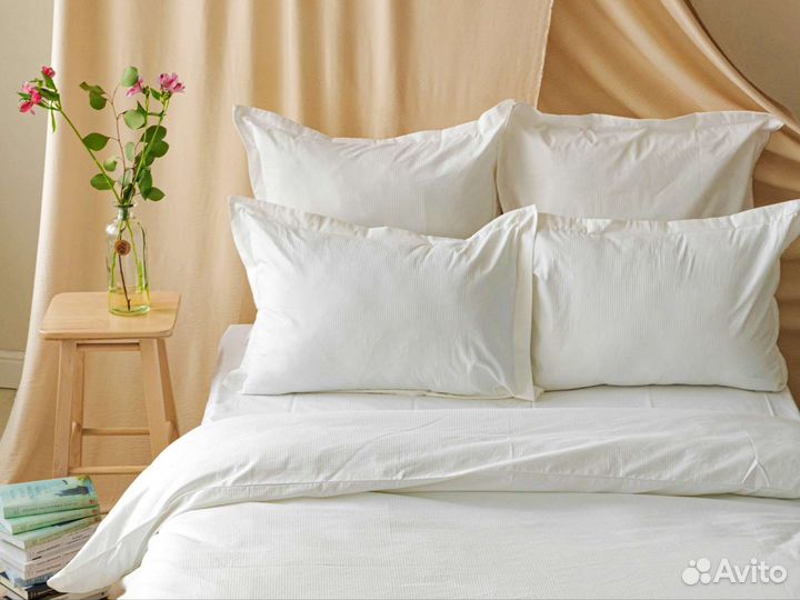 Постельное белье. Страйп сатин White (белый)