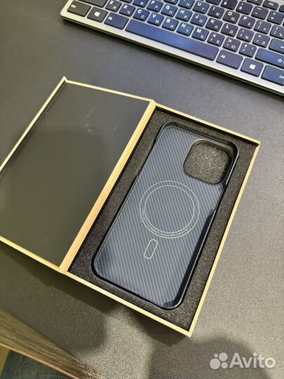 Чехол на iPhone 15 pro max карбон (кевларовый)